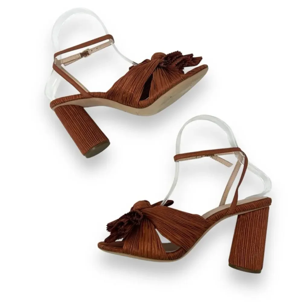 Loeffler Randall Camellia Knotted Sandal Terracotta Orange Bronze 6.5 Women’s